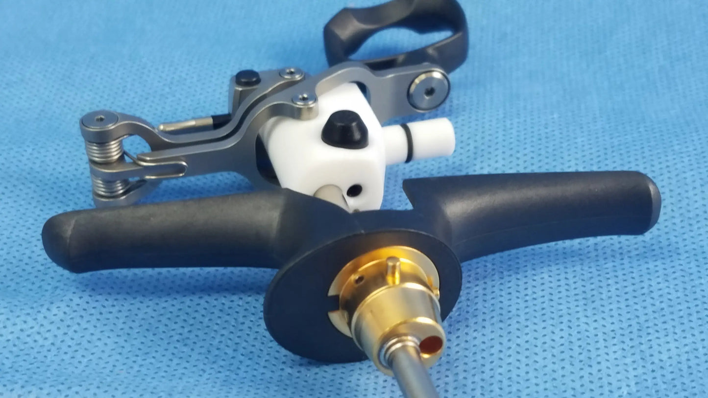 Olympus WA22367A bipolar passive working element with black ergonomic handles white metallic mechanism and gold connectors