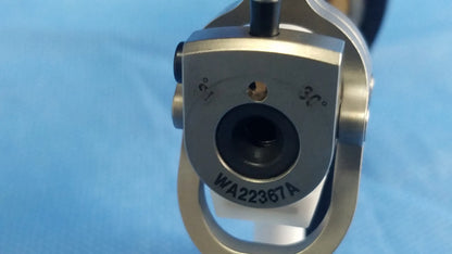 Silver metallic laser alignment passive working element with engraved markings and black central lens for olympus wa22367a