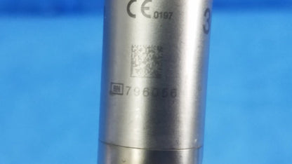 Silver cylindrical rigid telescope made of metal with engraved markings and qr code for Olympus wa2t430a oes elite model