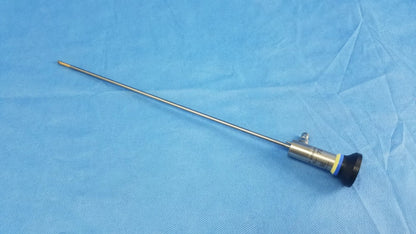 Silver Olympus WA2T470A oes elite rigid telescope with black and yellow grip for high definition surgical use