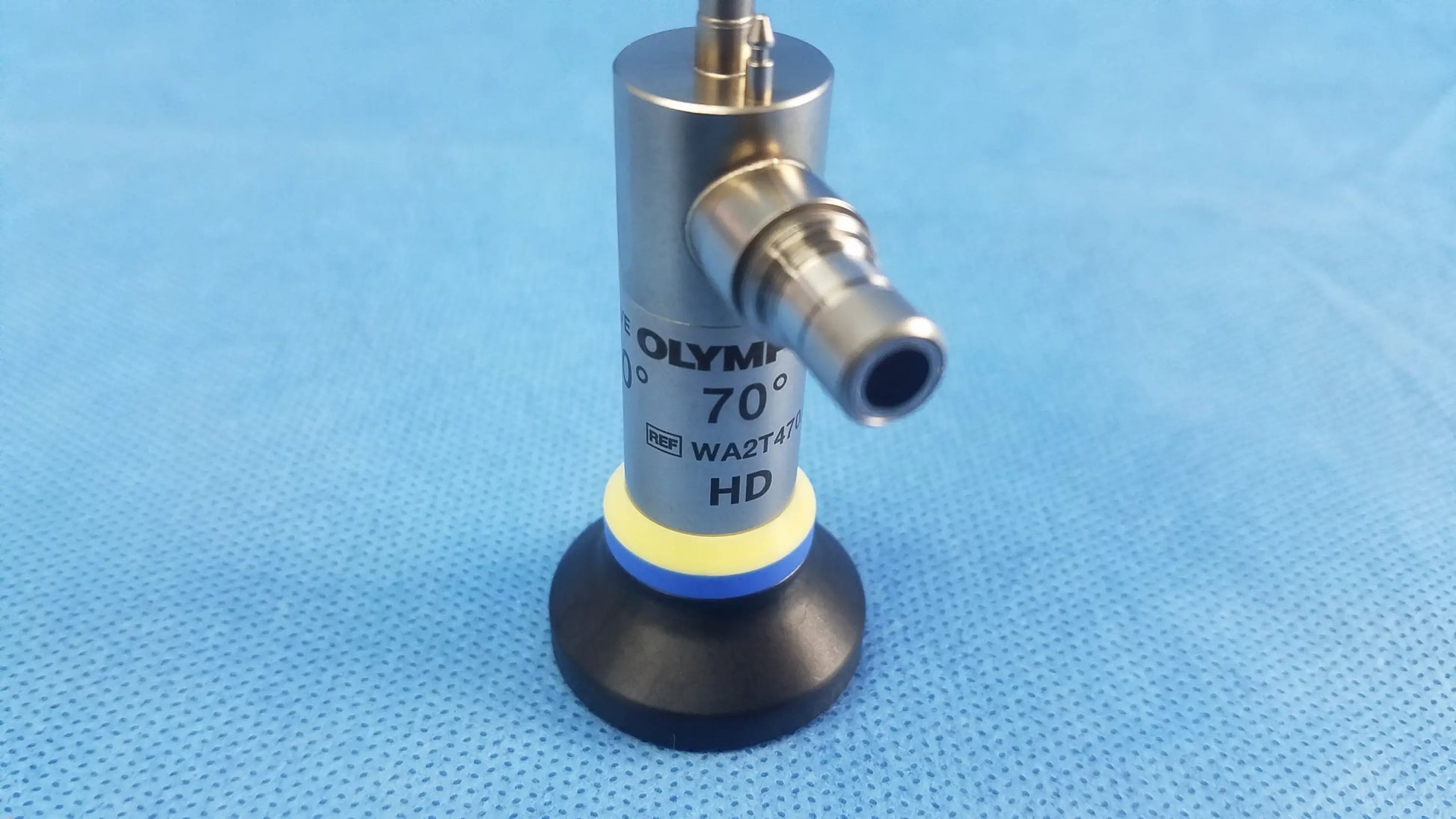 Olympus wa2t470a oes elite rigid telescope with metallic body black base and yellow blue ring for hd endoscopy
