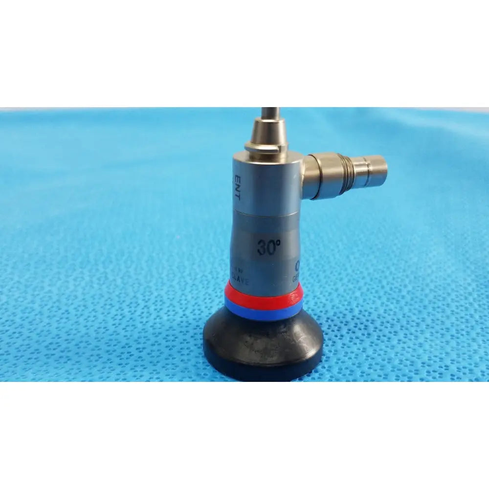 Silver metallic olympus wa96201a autoclavable ent sinuscope endoscope with 30 degree angled tip and red blue rings