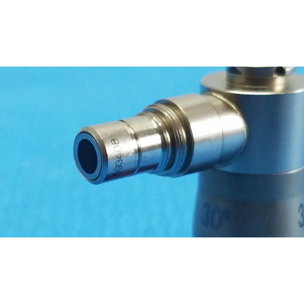 Silver metallic medical-grade connector with engraved serial number on olympus wa96201a autoclavable ent sinuscope