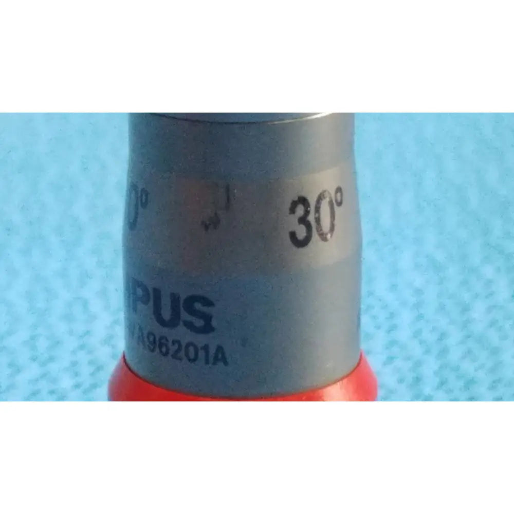 Silver metallic cylindrical autoclavable ent sinuscope with red base marked 30 degrees wa96201a by olympus