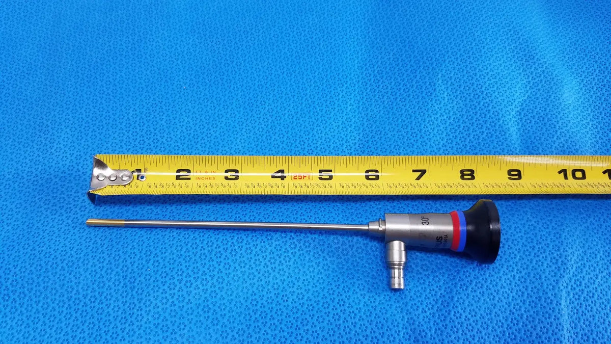 Silver wa96201a olympus autoclavable ent sinuscope endoscope with a black and red handle and slender metallic shaft