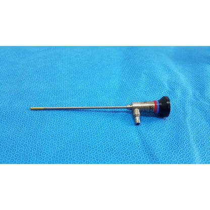 Silver olympus wa96201a autoclavable ent sinuscope with black red and blue striped handle for sinus examinations