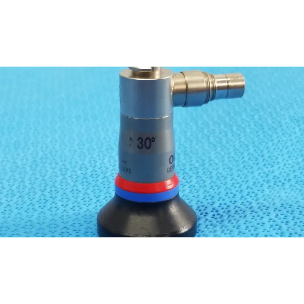 Silver surgical valve with 30-degree angle and red and blue rubber seals on the base for olympus wa96201a autoclavable ent sinuscope