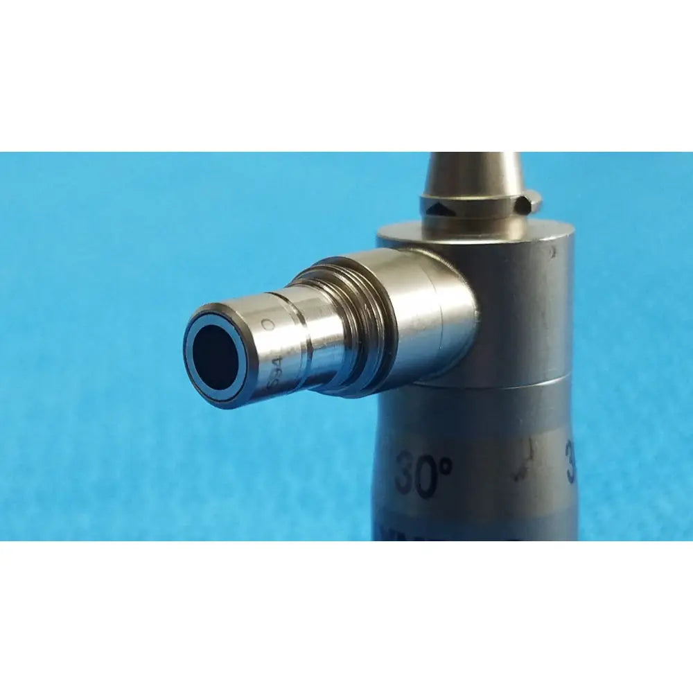 Silver metallic autoclavable ent sinuscope with cylindrical body and angled connector marked 30° olympus wa96201a