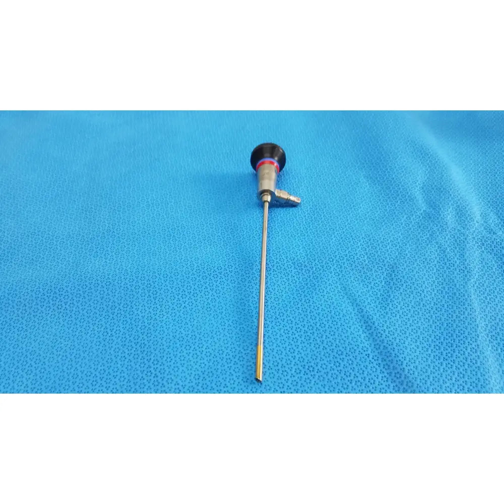 A metallic olympus wa96201a autoclavable ent sinuscope endoscope with a black rounded handle and slender silver shaft