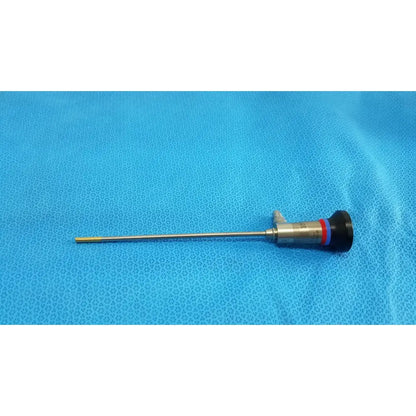 Silver olympus wa96201a 30° autoclavable ent sinuscope endoscope with black handle and red and blue bands
