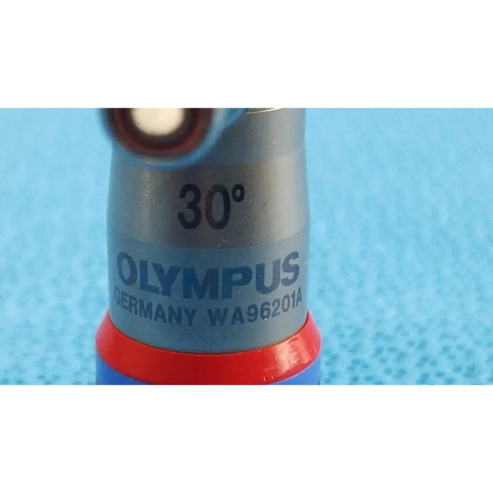 Olympus wa96201a autoclavable ent sinuscope with 30-degree metallic lens featuring red and blue accents
