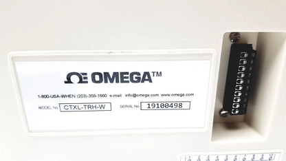 White omega ctxl-trh-w humidity chart recorder with black terminal block for accurate temperature and humidity monitoring