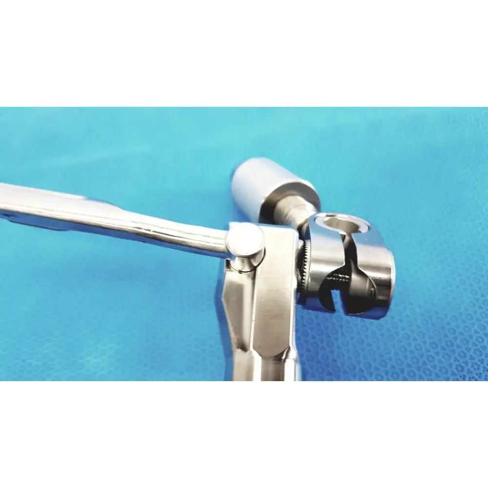 Omni-Tract 11184 speed-tract support arm made of polished stainless steel with an articulated joint for stable surgical support