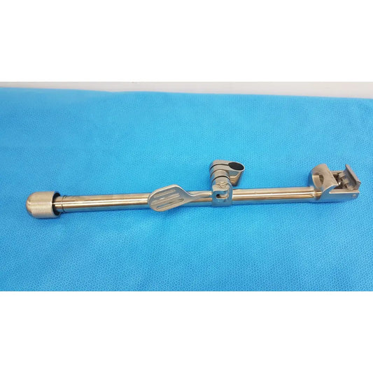 Stainless steel speed-tract field post surgical instrument with textured knob adjustable clamp and articulated joint design