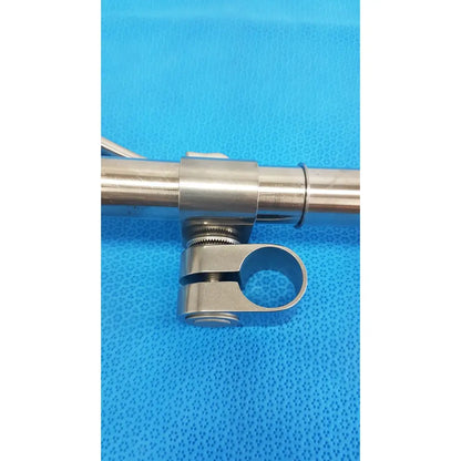 Stainless steel speed-tract field post clamp with polished finish and adjustable threaded mechanism for surgical retractor use