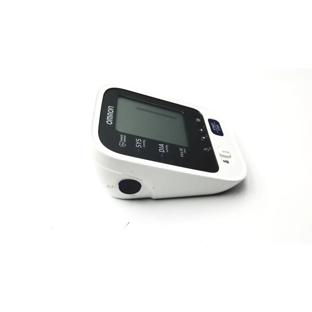 White omron bo760n blood pressure monitor with black digital display and buttons for accurate blood pressure measurement