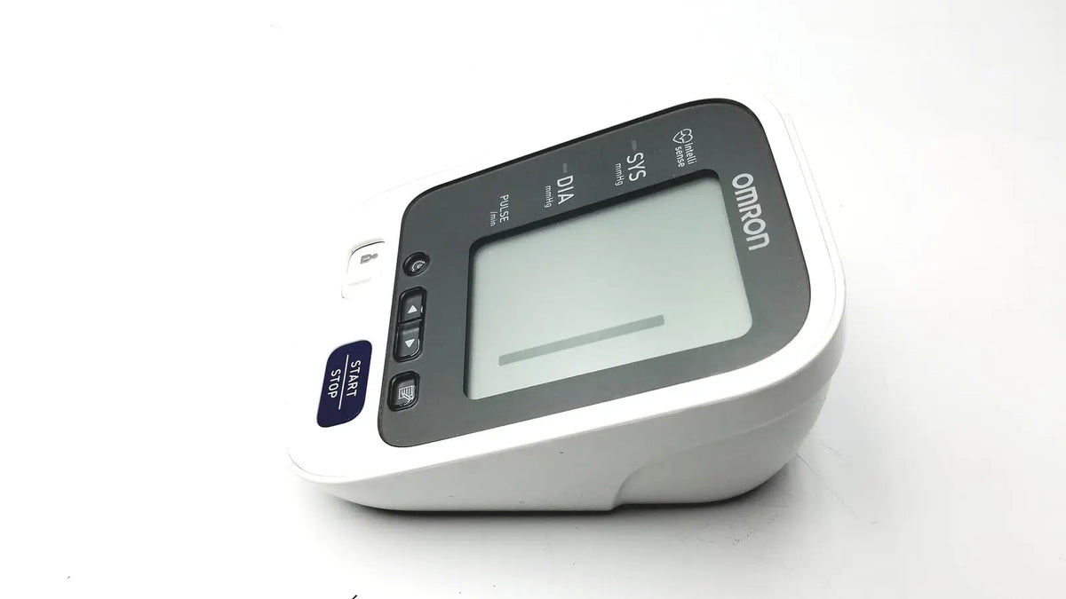 White omron bo760n blood pressure monitor with gray display panel and black buttons for accurate home monitoring