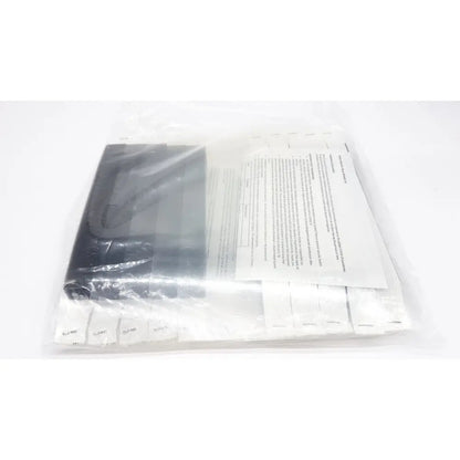 Black plastic case with white paper insert inside clear bag for open source face shield v4 braw protective equipment