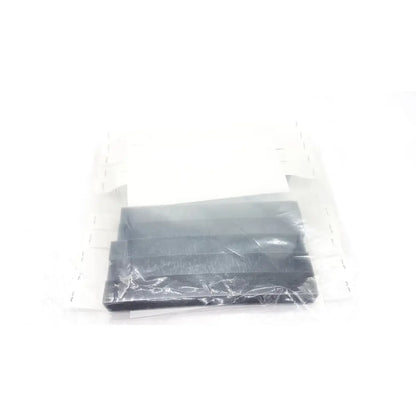 Black plastic binder tabs neatly stacked in a clear bag for open source face shield v4 braw foam assembly