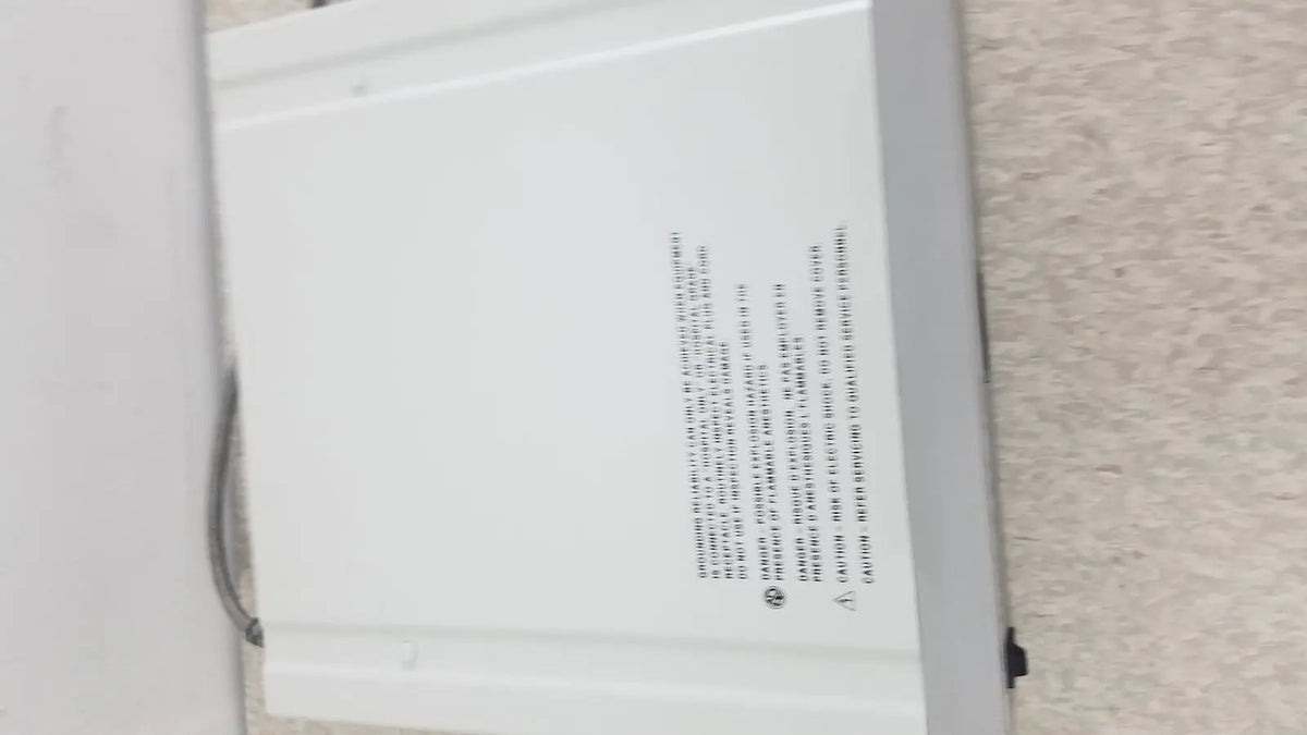 White rectangular laptop battery with safety warnings shown on the back side for optronics microcast 3ccd 1080p