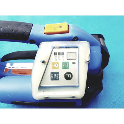 Orgapack or-t 250 blue and black battery operated cordless strapping tool with white control panel for reuse medical equipment