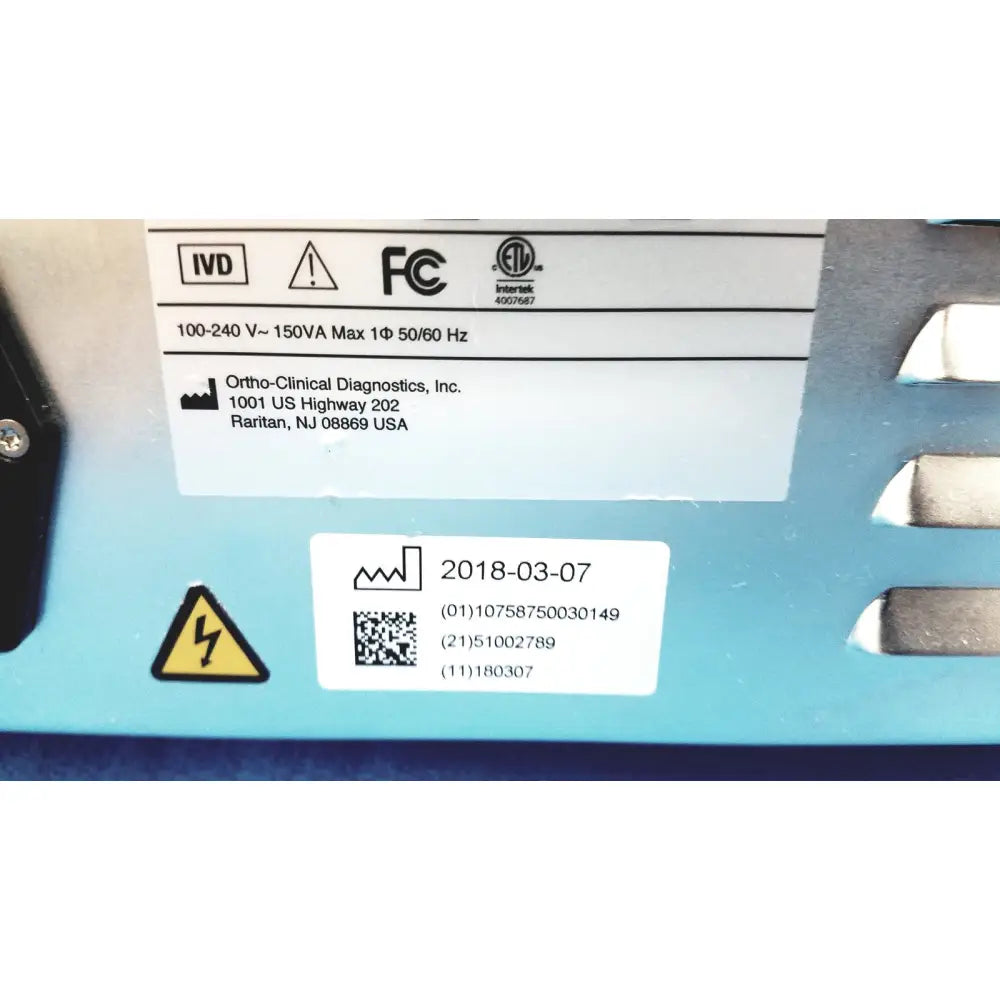 Light blue ortho workstation ref 6904630 medical device with white label showing manufacturer and certification marks