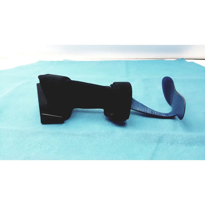 Black orthopedic foot drop brace left foot with adjustable strap and contoured design for effective support