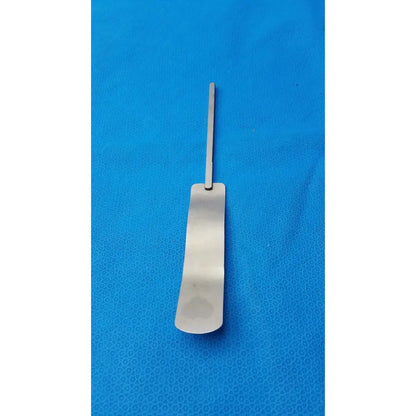 Osteotome stainless steel surgical instrument with a sleek rectangular handle and serrated edge in stainless steel