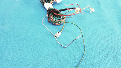A bundle of multi-colored connectors wire harness with exposed metal connectors and insulated ends tied at the top in p10 103 wire harness cable