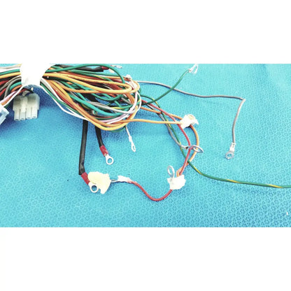 A tangle of multicolored connectors wire harness cable with plastic connectors and metal terminals for P10 103 multi-pin connectors