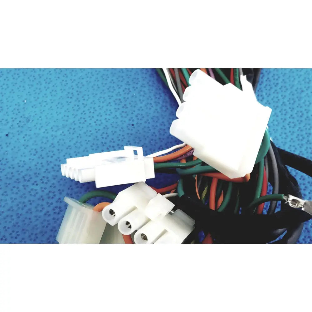 White plastic p10 multi-pin connectors wire harness cable assembly with multiple colored wires for electrical connections