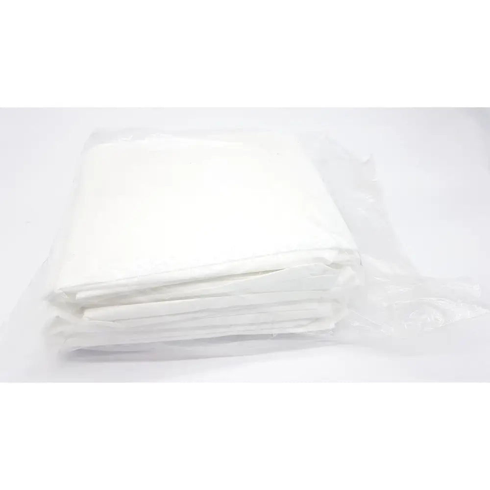 White folded fabric of abiti level 2 isolation gown protective suit packaged in clear plastic for hygiene and safety