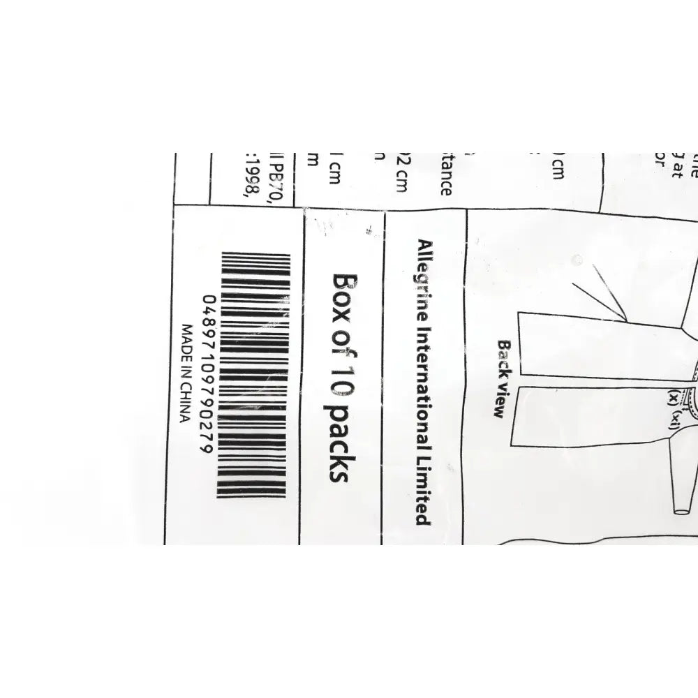 Box of 10 packs of abiti level 2 isolation gown protective suit with barcode and made in china label visible