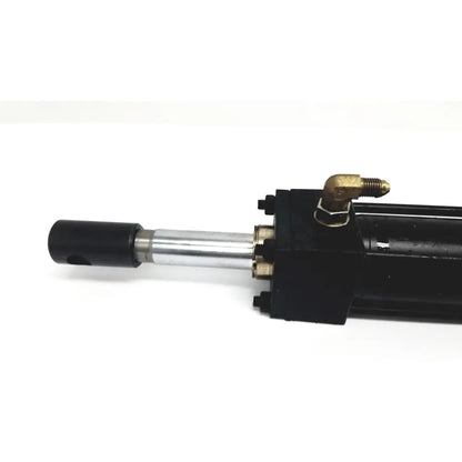 Black hydraulic cylinder with silver piston rod and brass fittings from parker series 3l model medium-duty use