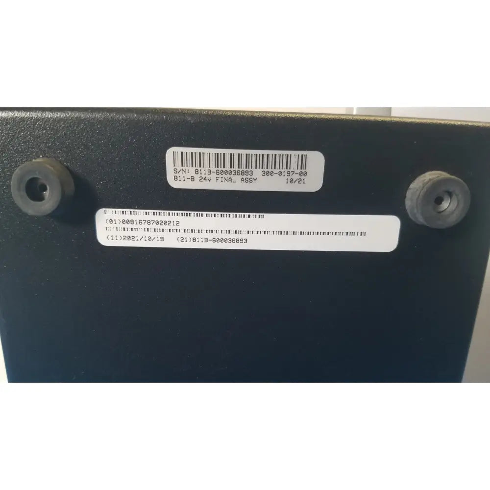 Black plastic parks medical electronics flow detector model 811-b with gray rubber feet and barcode label on back side