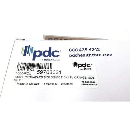 PDC Healthcare PDC 59703031 Label Biohazard Biologicos Hazard Identity, 3 x 1 FL Orange 1000 Biohazard Labels, as-is (for parts) product photo 7