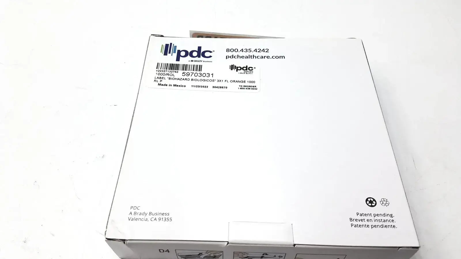 PDC Healthcare PDC 59703031 Label Biohazard Biologicos Hazard Identity, 3 x 1 FL Orange 1000 Biohazard Labels, as-is (for parts) product photo 6