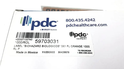 PDC Healthcare PDC 59703031 Label Biohazard Biologicos Hazard Identity, 3 x 1 FL Orange 1000 Biohazard Labels, as-is (for parts) product photo 7