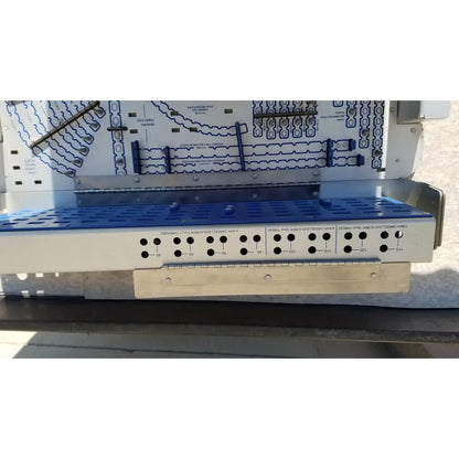 Blue and white industrial control panel with labeled ports and switches for pelvic fragment reuse medical system implant
