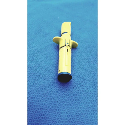 Yellow plastic insulin pen with black tip and ergonomic grip from persys medical nio adult simulation kit