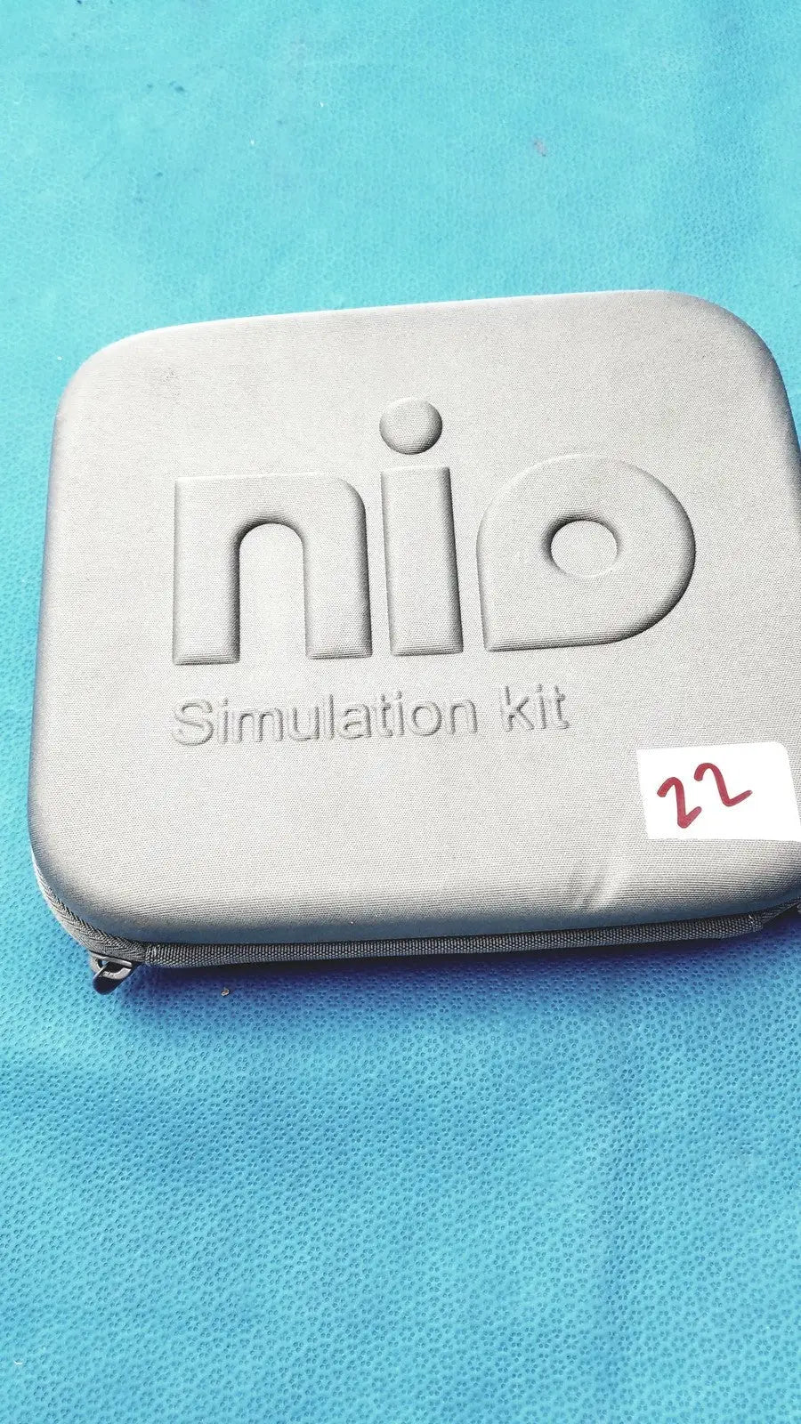 Silver persys medical nio adult simulation kit case with embossed logo and zipper closure for nio adult simulation