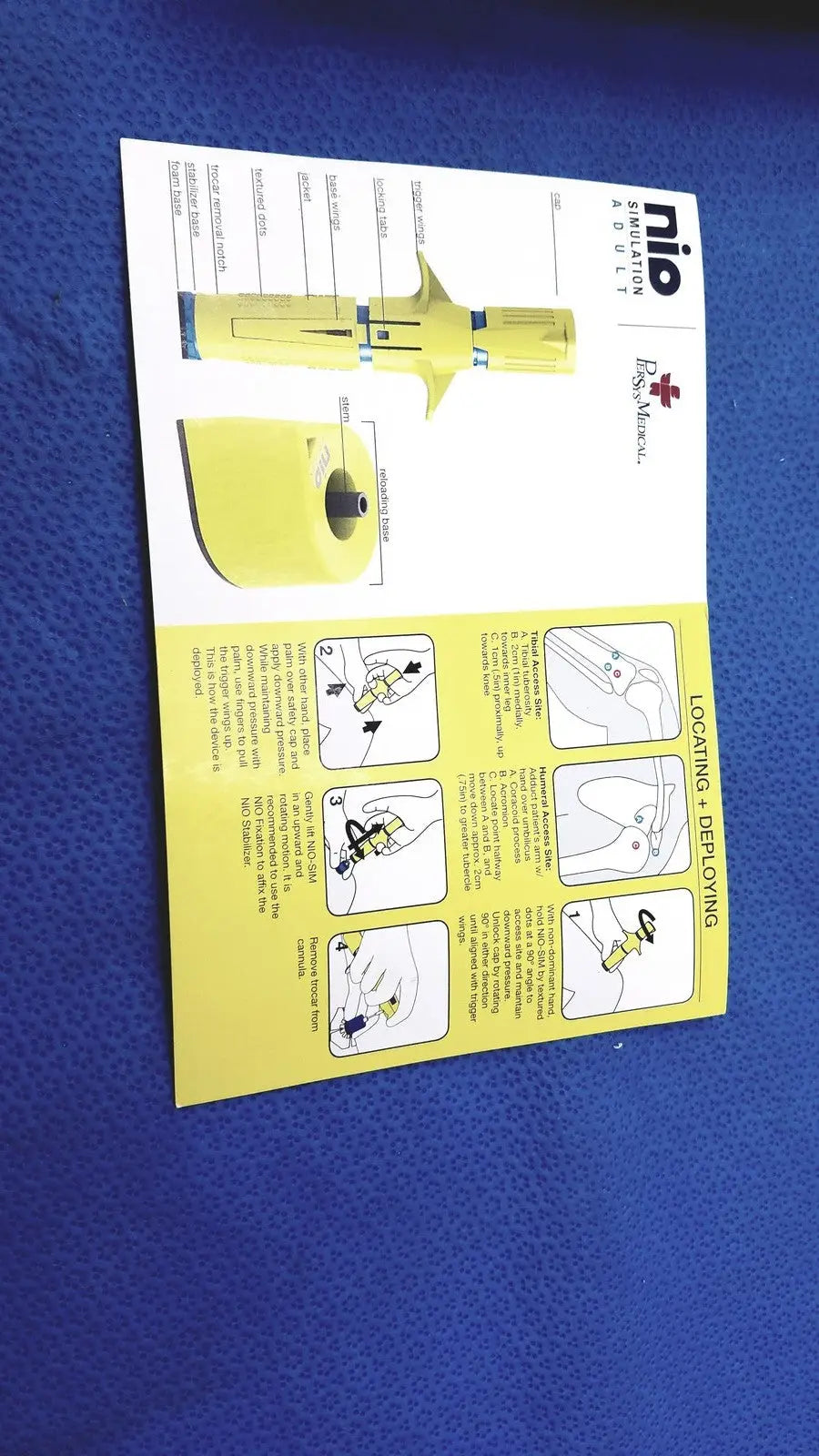 Yellow Persys Medical Nio adult simulation kit model for locating and debriding procedures in medical Nio adult use
