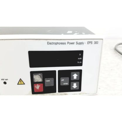 Pharmacia biotech electrophoresiis power supply eps 300 with white casing black control panel and digital display