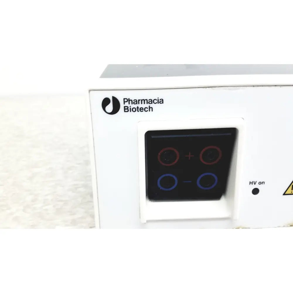 White pharmacia biotech electrophoresiis power supply EPS 300 with black control panel and red blue circular buttons