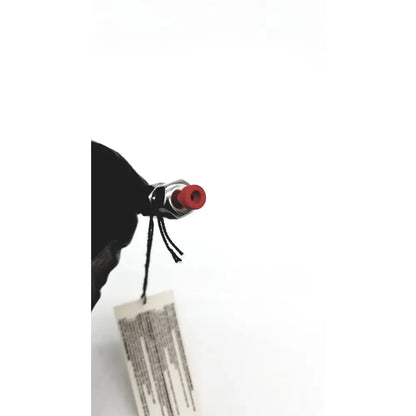 Black fabric glove with metallic silver and red nozzle secured by string for Phenomenex 00G chromatography columns reuse medical