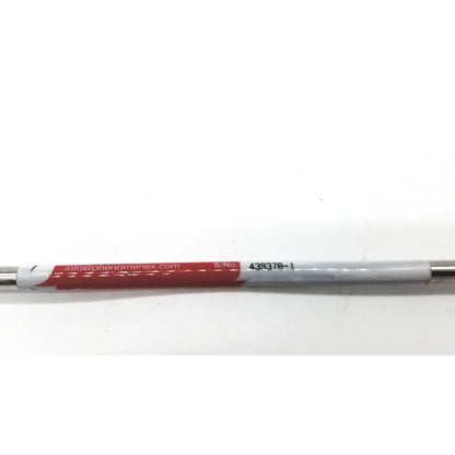 Silver cylindrical phenomenex 00g chromatography column with red label and serial number for reuse medical analysis