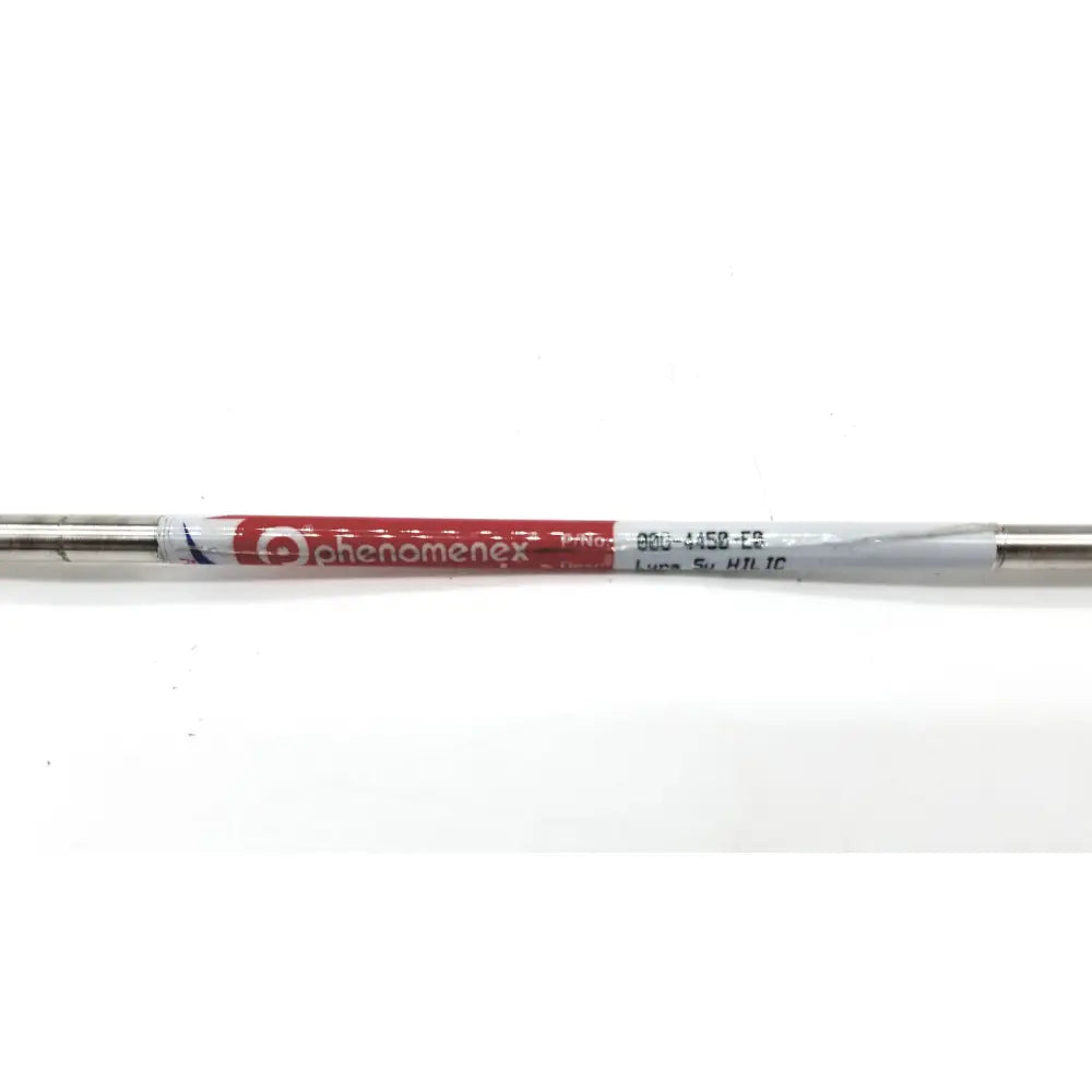 A silver-colored phenomenex 00g-4450-e0 luna 5u hilic hplc column with a red and white label for chromatography