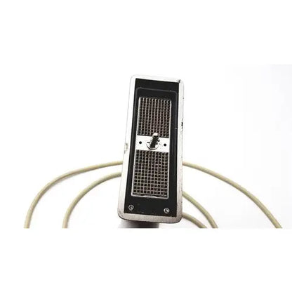 Philips 21390a compact vintage-style microphone with silver metallic body black grille and cream-colored cable