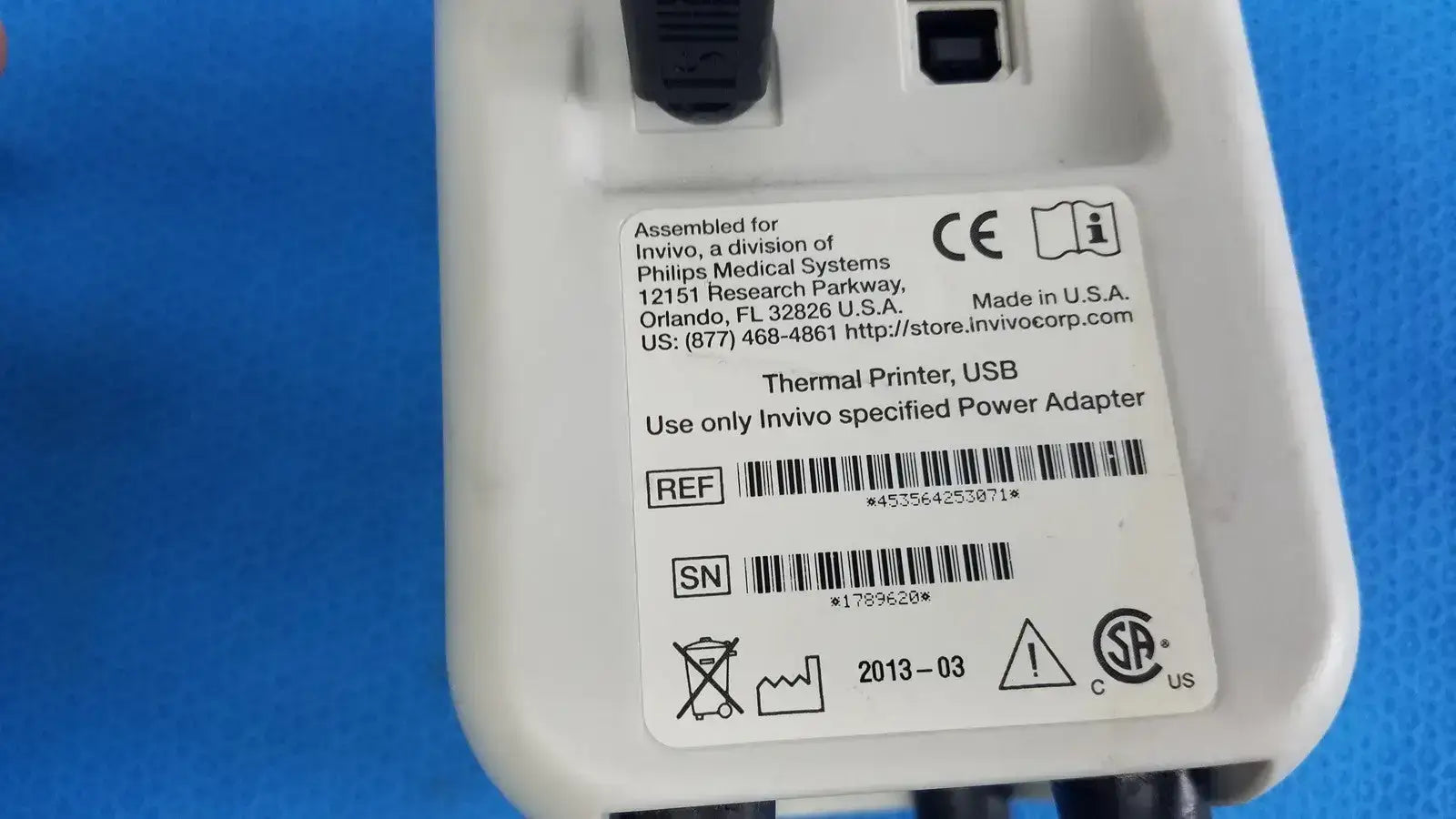 Philips 453564253071 Invivo USB Thermal Printer w/ Power Adapter & Output Cable Thermal Printer, second-hand product photo 7