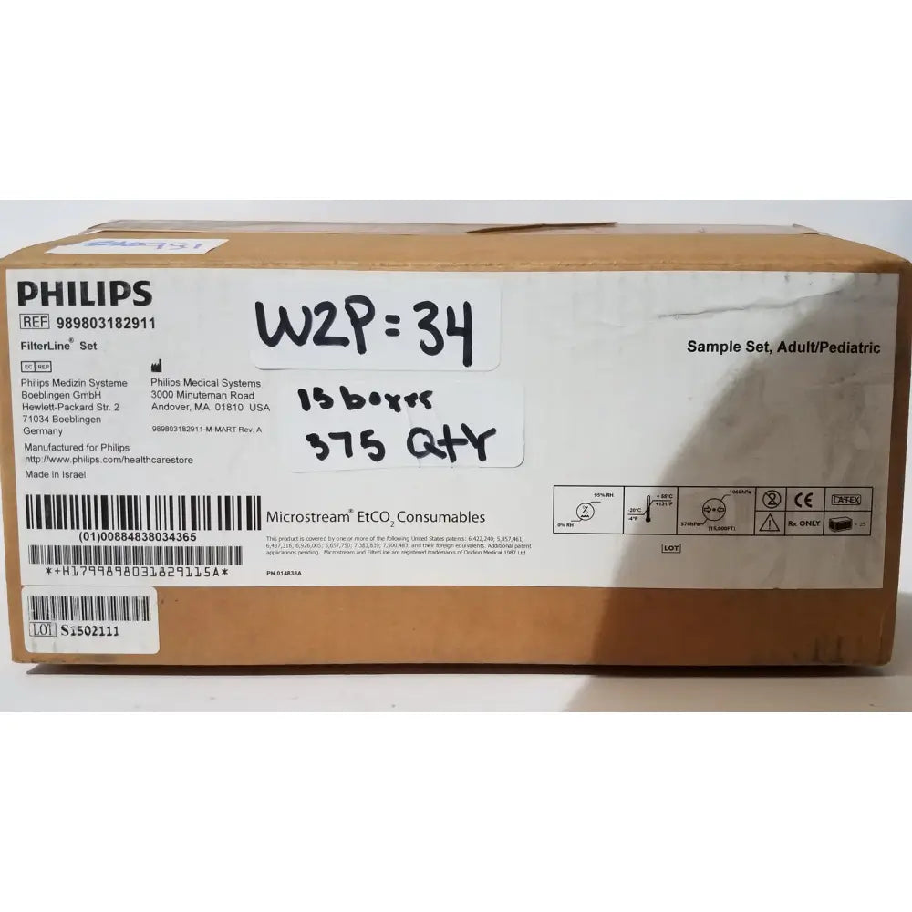 Philips 989803182911 microstream filterline set consumables box for adult and pediatric etco2 monitoring use